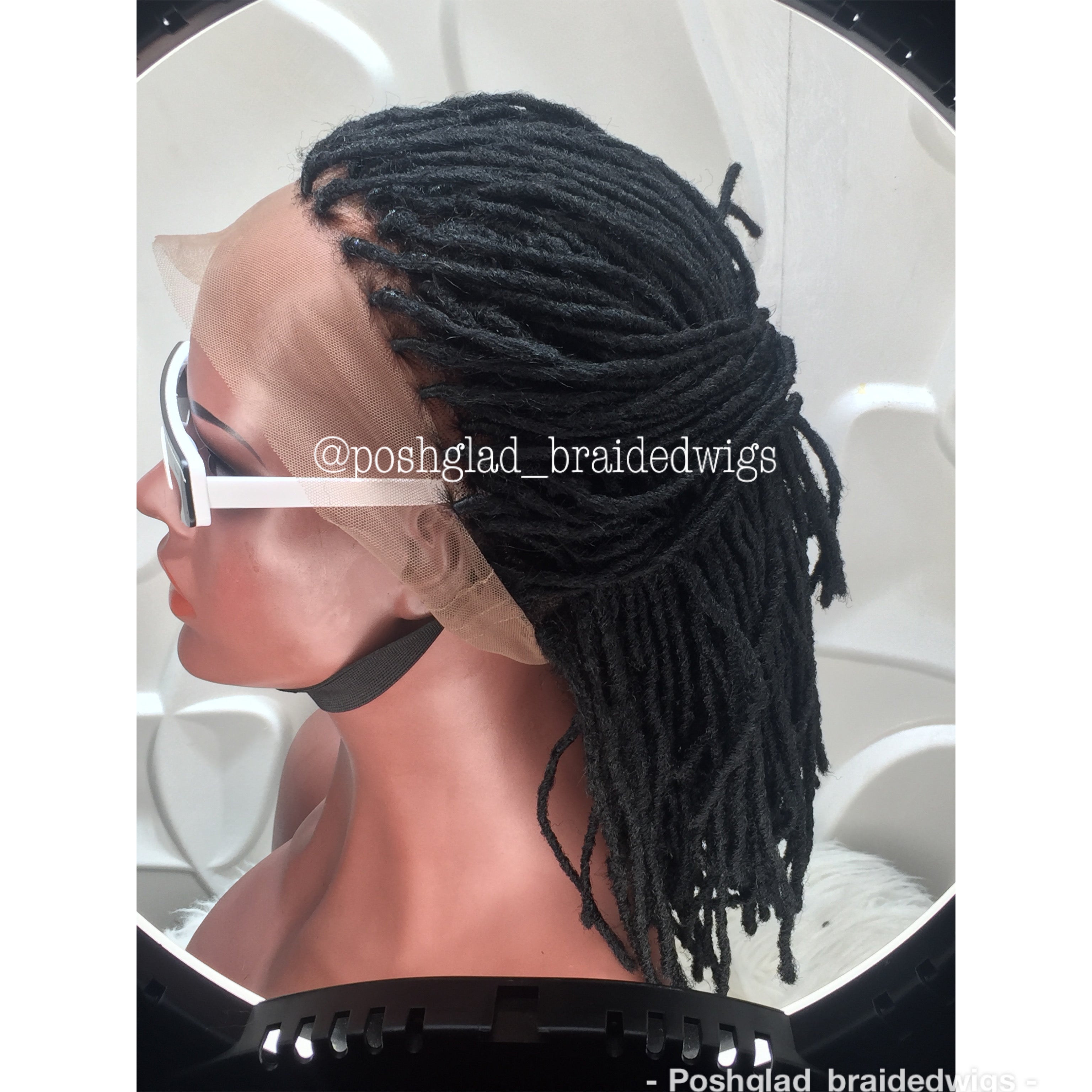 Simple Faux Locs Wig (Swiss Full Lace) Black Color, Shoulder Length - Karina