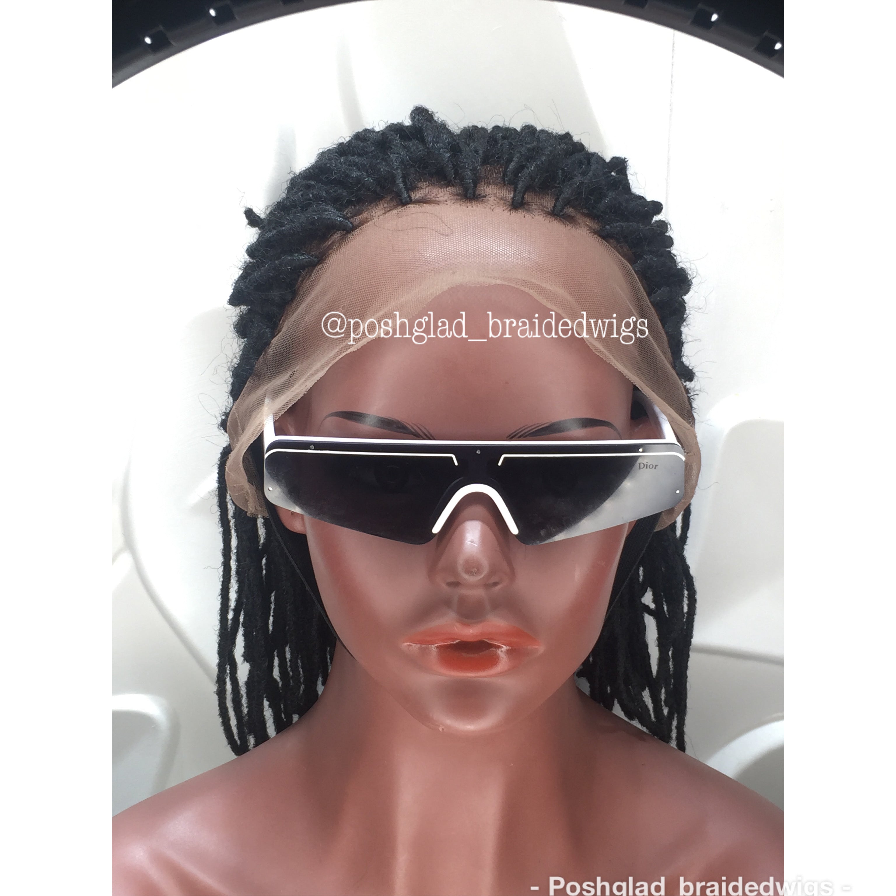 Simple Faux Locs Wig (Swiss Full Lace) Black Color, Shoulder Length - Karina