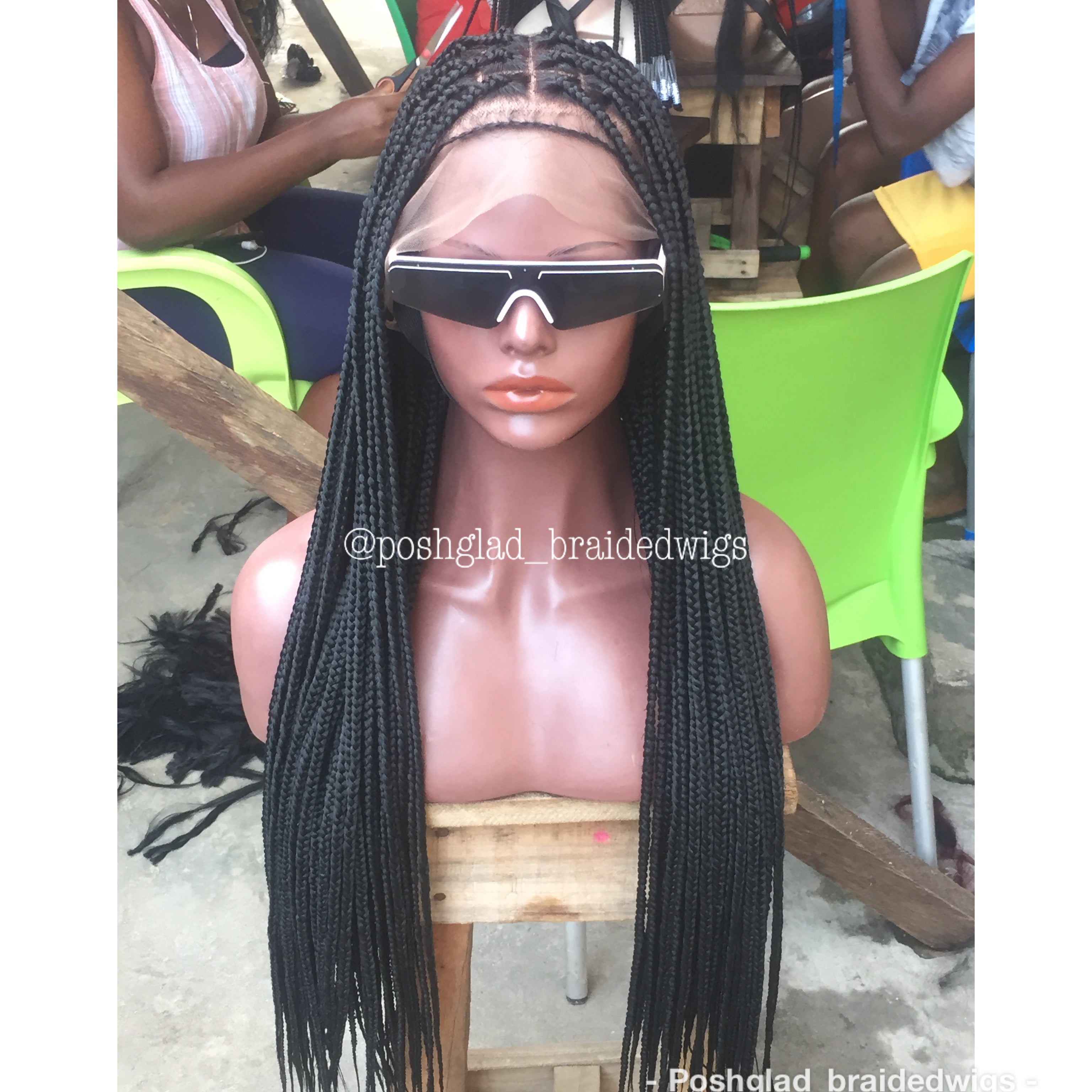 Shade Knotless Braid, Big Size Knots, Full Lace, Midback Length, Color 1