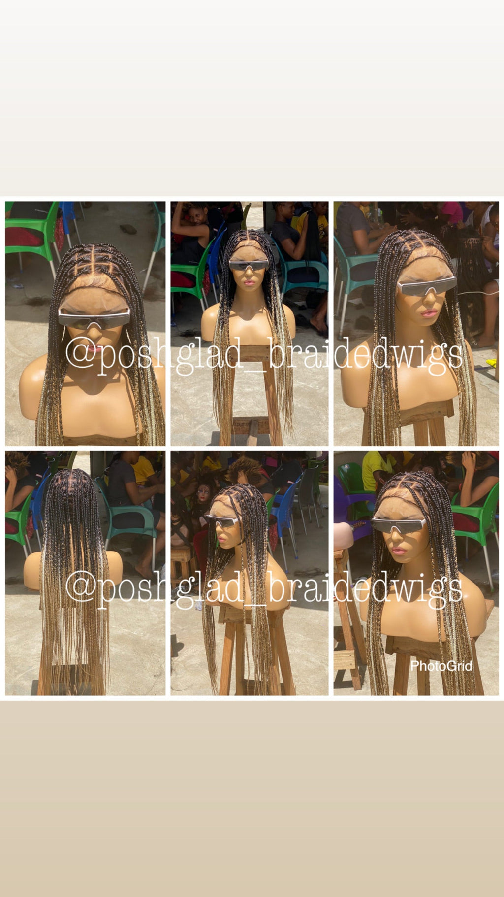 Shade Knotless Wig "Ombre Color" Medium Brown Full Lace
